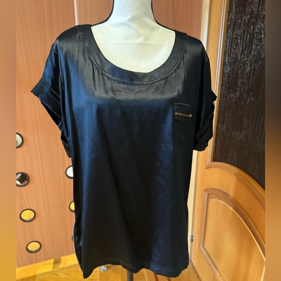 DVF Diane von Furstenberg satin 100% silk blouse shirt Sz 14 - Picture 11 of 16